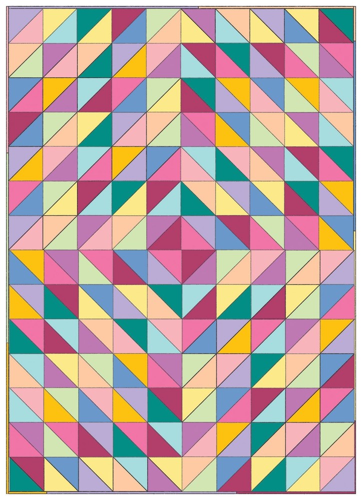 Beginner Lap Throw Quilt Kit 40.5×56.5 Inch HalfSquare Triangle Rainbow
