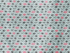 NEW Lunarable Makeup Lips and Eyelashes Decorative Fabric 3 Yards L 108″X W 58″