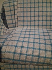 Blue And White Cotton Blend Checks/Plaid Fabric 45″ X 56″