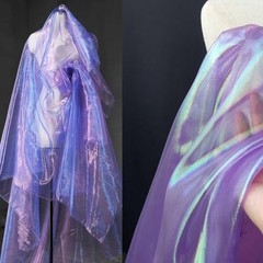 3.3 Yards Purple Organza Fabric, Holographic Iridescent, 59″ Wide for Weddings,