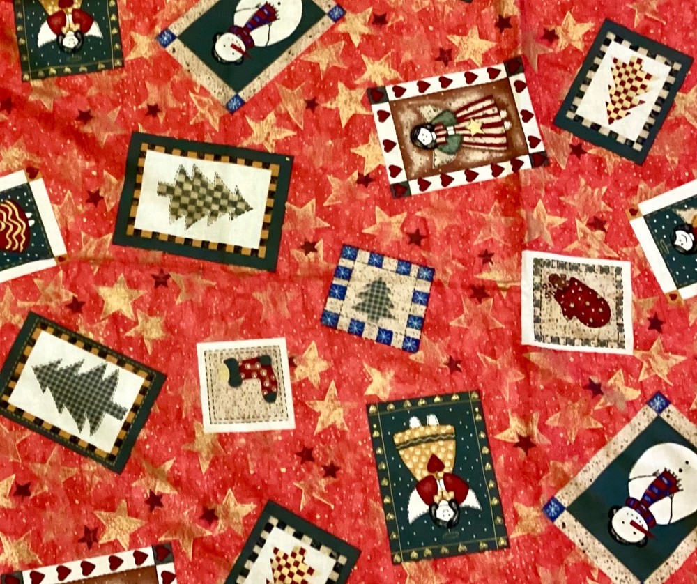 FAT QTR 18×21 OR YARDAGE VTG JOANN TIS THE SEASON CHRISTMAS FABRIC COMBINE SHIP