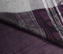 Sushila Vintage Wine Scrap Saree Pure Linen Printed & Woven Remnant Sari Fabric