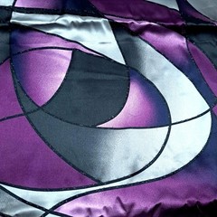 Vintage JOANN Silk Fabric 1.83 Yards 60″W Purple Grey Black Geometric Abstract