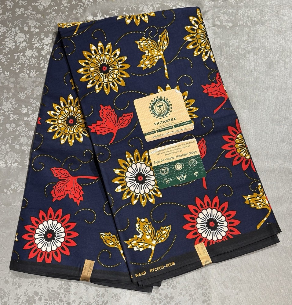Ankara/Kitenge Fabric from Tanzania, 6 Yards of African Wax Print, 100% cotton