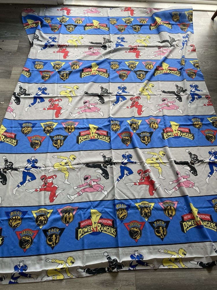 VTG Vintage Mighty Morphin Power Rangers Saban Fabric 94″x66″ 1994 ’94 90’s