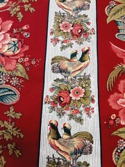 Waverly Fabric Rochelle French Country Rooster Multicolor Floral 60X 55 Cotton