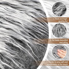 Tatuo 10 x 20 Inch Black Gray Faux Fur Fabric 10 x 20 Inch,