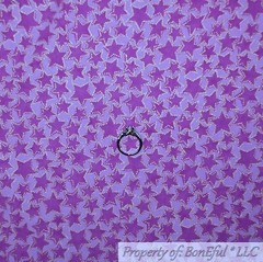 BonEful Fabric FQ Cotton Quilt Purple Star Gold Metallic Tone Tonal US Baby Girl