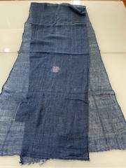 Antique Japanese BORO Indigo Kaya Mosquito Net Fabric Faded Distressed Blue 74″