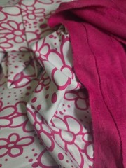 Pink Floral Jersey Knit Fabric Bundle | Retro Flower Print & Solid Pink Apparel