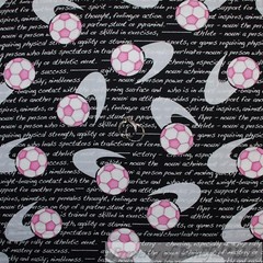 BonEful Fabric FQ Cotton Quilt Pink Black White B&W Soccer Ball Stripe Girl Mask