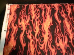 WASHED & IRONED Flames, black background Fat Quarter 18″X21 1/2 ” Cotton Fabric