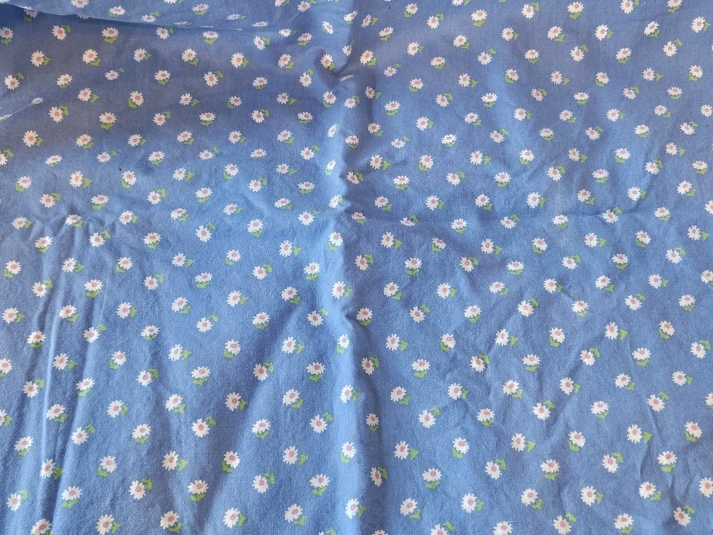Vintage Blue White Daisy Home Decor Fabric 1+ Yd