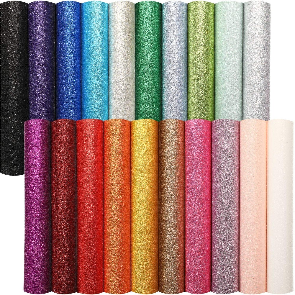 20 Pieces Shiny Glitter Faux Leather Sheets PU Faux Leather Fabric Sheet for …