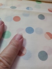 Vntg Sewing Fabric Wamsutta MOD Polka Dot Pastel Blue Green Peach 20×45″ Cotton