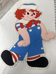 Vintage Spring Mills Inc RAGGEDY ANDY ‘Cut Sew & Stuff’ Fabric Panel – Cut