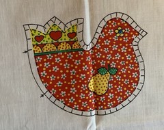 VINTAGE SPRING MILLS CHRISTMAS 6 CALICO ORNAMENTS FABRIC PANEL 1976