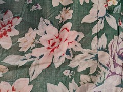 Cotton Blend Fabric Dark Green With Floral Pattern 5 1/2 Yards 40″ Wide Crantex