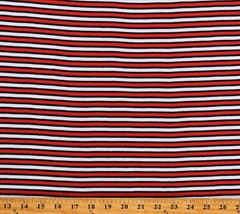 Interlock Knit 1/4″ Red and White Stripes and 1/8″ Black Stripes Fabric D452.33