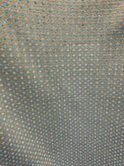 TURQUOISE BLUE GOLD DIAMOND CHENILLE UPHOLSTERY BROCADE FABRIC (56 in.) Sold BTY