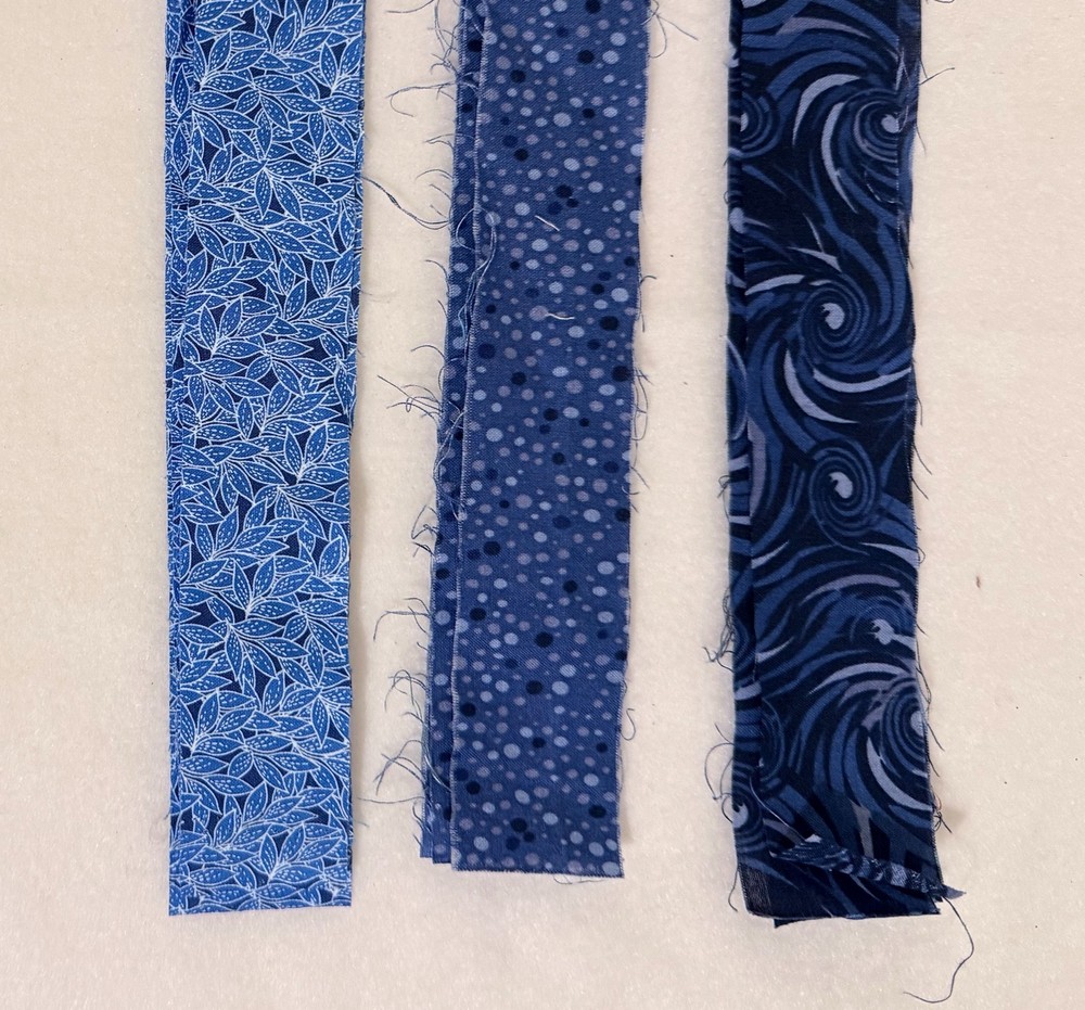 BLUES Quilting Strips Jelly Roll Cotton Sewing Fabric 3 Designs 12 Pieces 1.5″