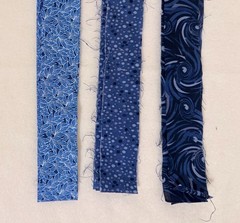 BLUES Quilting Strips Jelly Roll Cotton Sewing Fabric 3 Designs 12 Pieces 1.5″
