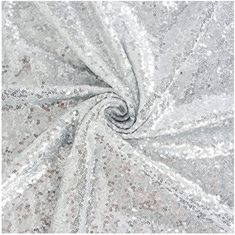 15 Feet Silver Sequin Fabric – Glittery Dress Material