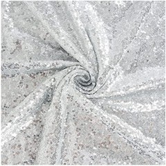 15 Feet Silver Sequin Fabric – Glittery Dress Material