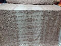 Fabric Sold By The Yard Dusty Rose Beaded Lace Floral Flowers Embroidery Mesh