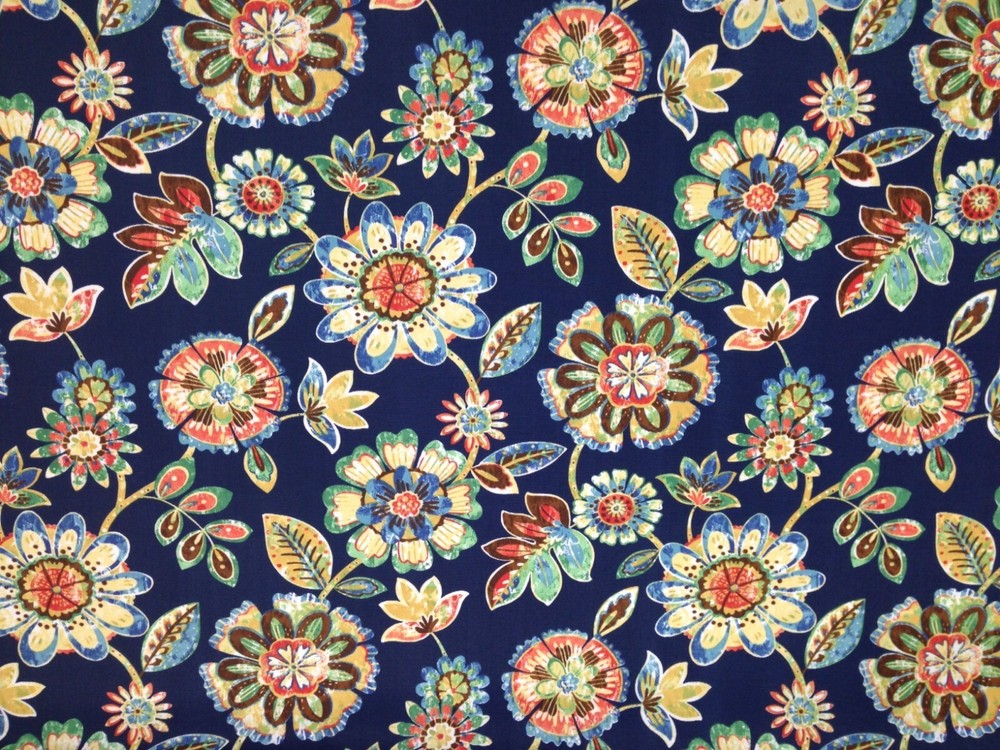 RICHLOOM DAELYN NAVY BLUE ABSTRACT FLORAL OUTDOOR MULTIUSE FABRIC BY YARD 54″W