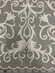 Haley WHITE Floral Swirl Embroidery on Mesh Royalty Lace Fabric by the Yard