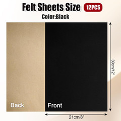 12Pcs Self Adhesive Felt Sheets, Black Felt Sheet with Adhesive Backing, 8×12 in