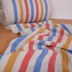 100% linen fabric 340gsm French stripes grain sack vintage navy black beige