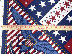 Patriotic United We Stand Red White Blue Star Stripes Fabric Panel 42″x23″ #69