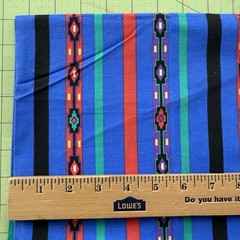 Vintage Southwestern Native American Blue Striped Cotton Fabric 39″ L x 44″W