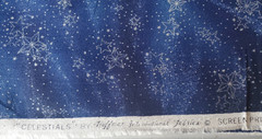 Vintage Hoffman Celestials Silver Glitter Stars on Blue Cotton Fabric 1+ Yards