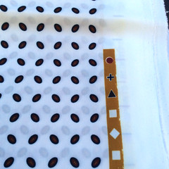 Fabric Off White with Black Burgundy Orange Ovals 65″ x 77″ Polyester &/or Blend