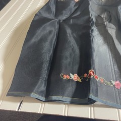 SILK Blue-Gray- flowers FABRIC 3 Yards x 21 Inches Wide or 108 Inches x 21 Wide
