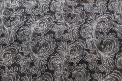 BTY Antonella 7268 Hoffman Fabric Black w/Metallic Silver Ornate Design Cotton