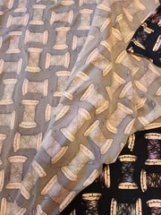 Knit Fabric Thread/Spool Print Navy Background Two Yards