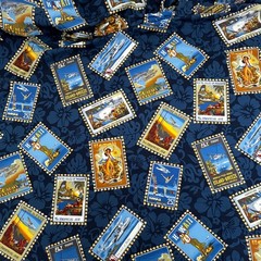 2.7 Yds Hawaiian Tropical Fabric Airline Travel Posters Hoffman Fabrics Cotton