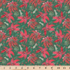 Merry Little Christmas Main Green C14840 100% Cotton Fabric by the half yd