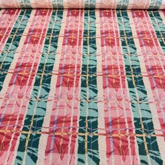 vtg fabricut upholstery fabric stanley king country springs red stripe 8 yr 54″