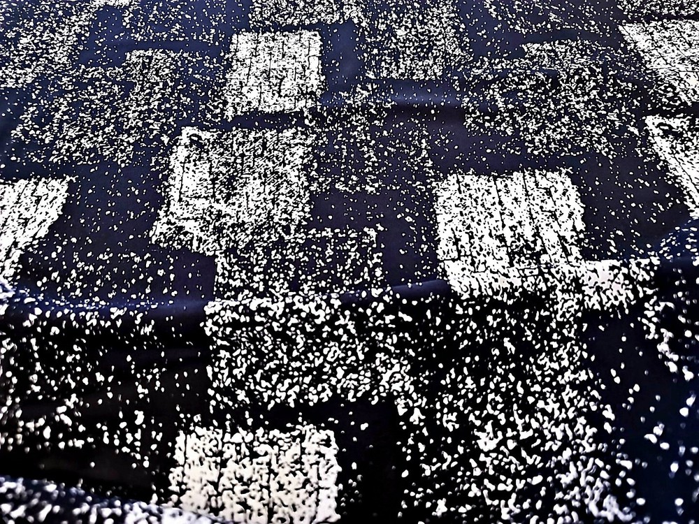 1. 1/2 Yd ITY Knit Fabric Black and White Building Blocks Designer Apparel
