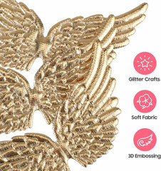 12Pcs Angel Wings, Gold Mini Angel Wings for Crafts Decor, Small Fabric Patch fo