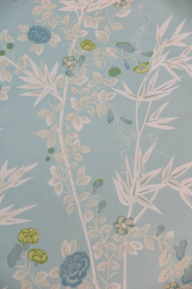 SCALAMANDRE CURTAIN FABRIC “Jardin De Chine 6.4 METRES CIEL 100% COTTON