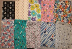 Vtg 1930s – 1960s Cotton Quilting Sewing Fabric Remnants ~ Florals + Lot #4