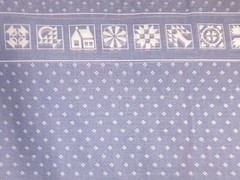 Quilt Scene 2 Block Panel Stone Blue Border Fan Quilt Applique Blocks Fabric 17″