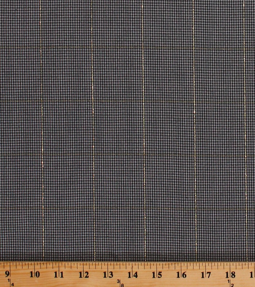 Cotton Shimmer On Yarn Dyed Charcoal Gray Gold Metallic Fabric by Yard D157.37