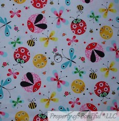 BonEful Fabric FQ Cotton Quilt Rainbow White Pink Aqua Blue Stripe Baby Unisex S